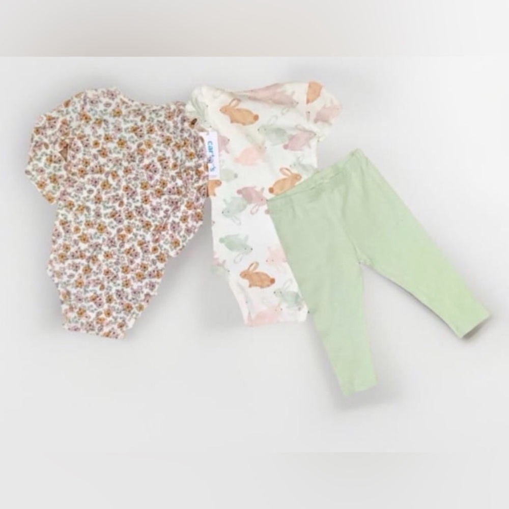 Carters Easter outfit 3 piece set baby girls 9 months easter bunny floral NWT - Picture 2 of 5